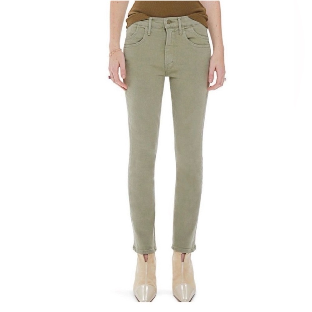Mother Jeans The Stash Mid Rise Dazzler Ankle Second Chance Oil Green 27x27